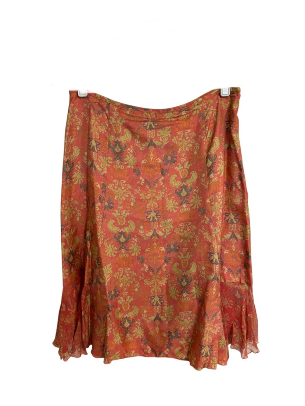 Sigrid Olsen silk multicolor dainty floral print spring ruffle feminine skirt 6